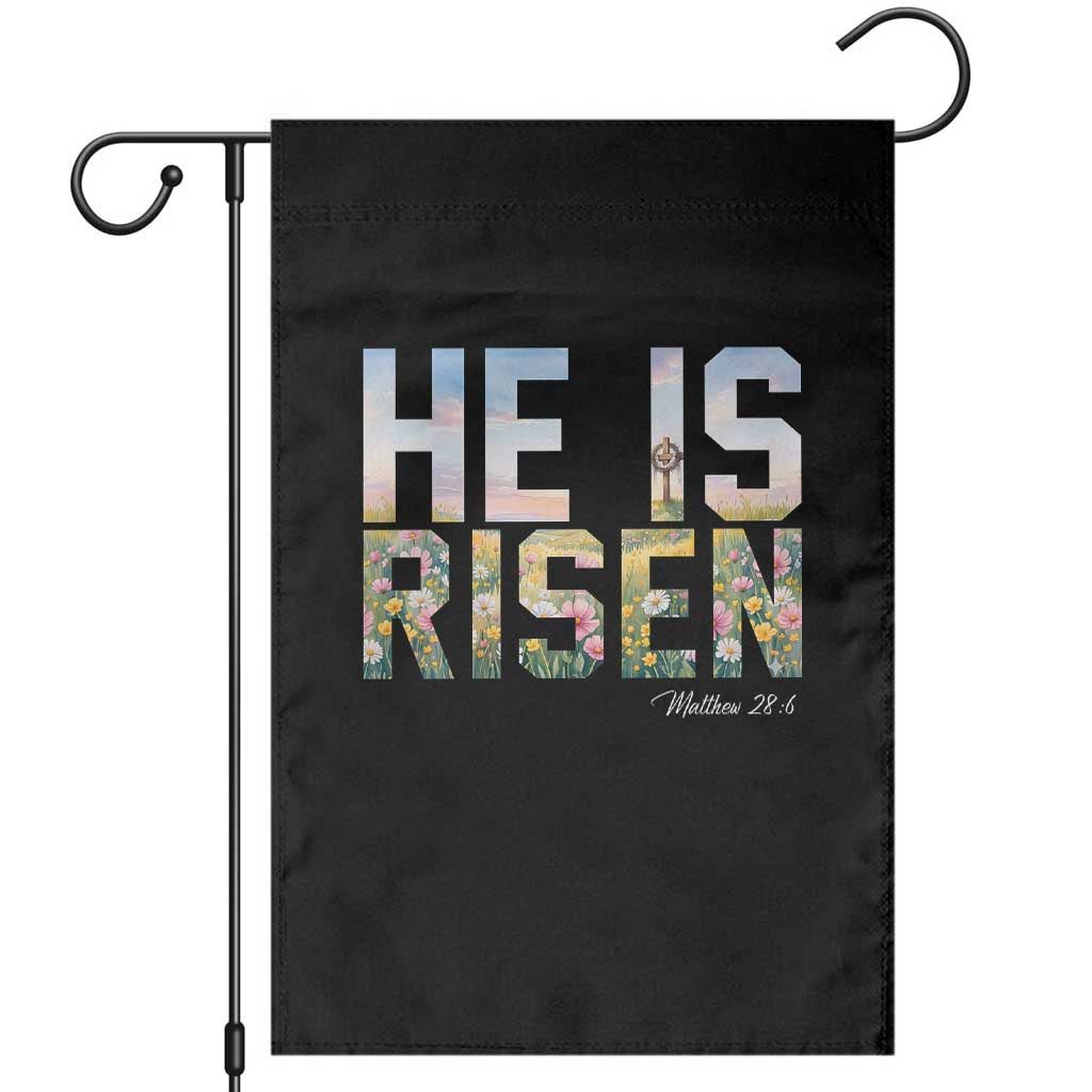 He Is Risen Matthew 28:6 Floral Christian Easter Garden Flag Spring Flowers Cross Landscape Faith Inspirational Gift