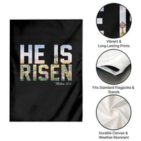 He Is Risen Matthew 28:6 Floral Christian Easter Garden Flag Spring Flowers Cross Landscape Faith Inspirational Gift