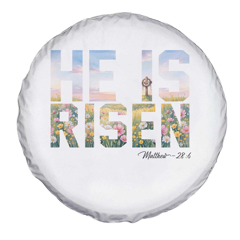 He Is Risen Matthew 28:6 Floral Christian Easter Spare Tire Cover Spring Flowers Cross Landscape Faith Inspirational Gift