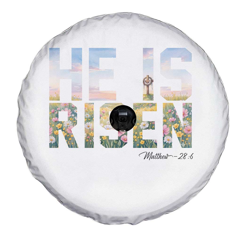 He Is Risen Matthew 28:6 Floral Christian Easter Spare Tire Cover Spring Flowers Cross Landscape Faith Inspirational Gift