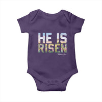 He Is Risen Matthew 28:6 Floral Christian Easter Baby Onesie Spring Flowers Cross Landscape Faith Inspirational Gift