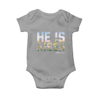 He Is Risen Matthew 28:6 Floral Christian Easter Baby Onesie Spring Flowers Cross Landscape Faith Inspirational Gift