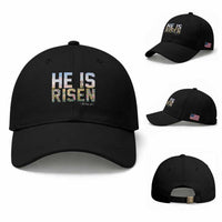 He Is Risen Matthew 28:6 Floral Christian Easter Baseball Cap Spring Flowers Cross Landscape Faith Inspirational Gift