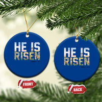 He Is Risen Matthew 28:6 Floral Christian Easter Ceramic Ornament Spring Flowers Cross Landscape Faith Inspirational Gift