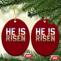 He Is Risen Matthew 28:6 Floral Christian Easter Ceramic Ornament Spring Flowers Cross Landscape Faith Inspirational Gift