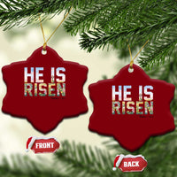 He Is Risen Matthew 28:6 Floral Christian Easter Ceramic Ornament Spring Flowers Cross Landscape Faith Inspirational Gift