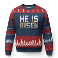 He Is Risen Matthew 28:6 Floral Christian Easter Ugly Christmas Sweater Spring Flowers Cross Landscape Faith Inspirational Gift