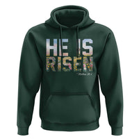 He Is Risen Matthew 28:6 Floral Christian Easter Hoodie Spring Flowers Cross Landscape Faith Inspirational Gift