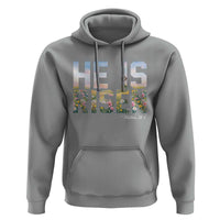 He Is Risen Matthew 28:6 Floral Christian Easter Hoodie Spring Flowers Cross Landscape Faith Inspirational Gift