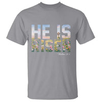 He Is Risen Matthew 28:6 Floral Christian Easter T Shirt Spring Flowers Cross Landscape Faith Inspirational Gift