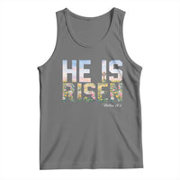He Is Risen Matthew 28:6 Floral Christian Easter Tank Top Spring Flowers Cross Landscape Faith Inspirational Gift