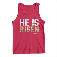 He Is Risen Matthew 28:6 Floral Christian Easter Tank Top Spring Flowers Cross Landscape Faith Inspirational Gift