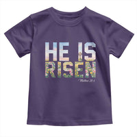 He Is Risen Matthew 28:6 Floral Christian Easter Toddler T Shirt Spring Flowers Cross Landscape Faith Inspirational Gift