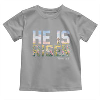 He Is Risen Matthew 28:6 Floral Christian Easter Toddler T Shirt Spring Flowers Cross Landscape Faith Inspirational Gift
