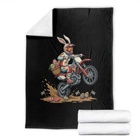 Easter Bunny Dirt Bike Rider Funny Motocross Rabbit Graphic Throw Blanket Cool Off Road Racing Egg Hunt