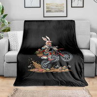 Easter Bunny Dirt Bike Rider Funny Motocross Rabbit Graphic Throw Blanket Cool Off Road Racing Egg Hunt