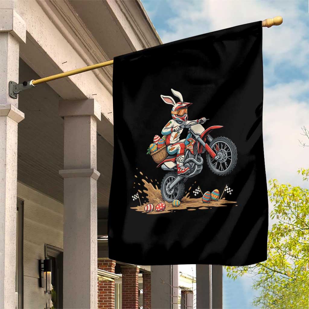 Easter Bunny Dirt Bike Rider Funny Motocross Rabbit Graphic Garden Flag Cool Off Road Racing Egg Hunt
