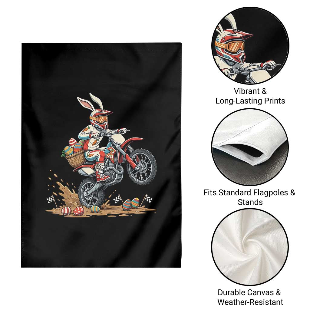 Easter Bunny Dirt Bike Rider Funny Motocross Rabbit Graphic Garden Flag Cool Off Road Racing Egg Hunt