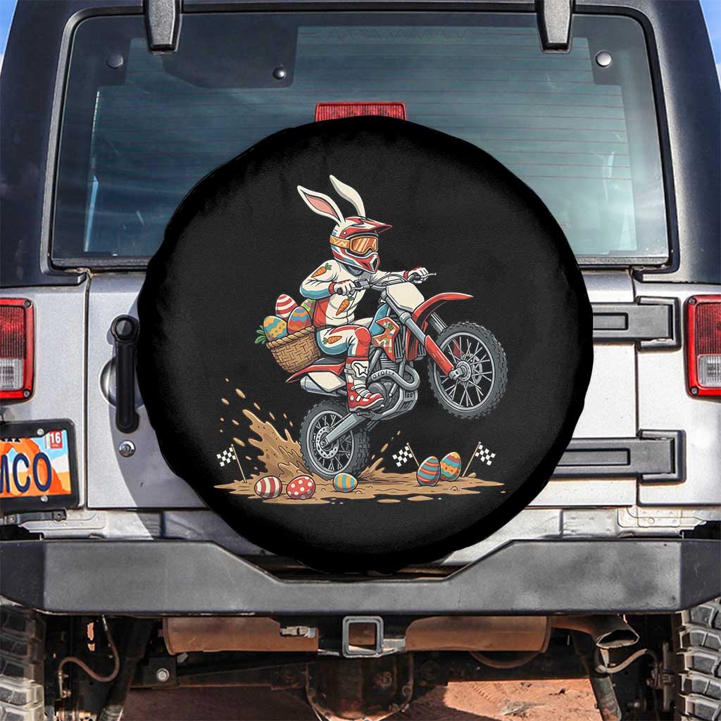 Easter Bunny Dirt Bike Rider Funny Motocross Rabbit Graphic Spare Tire Cover Cool Off Road Racing Egg Hunt