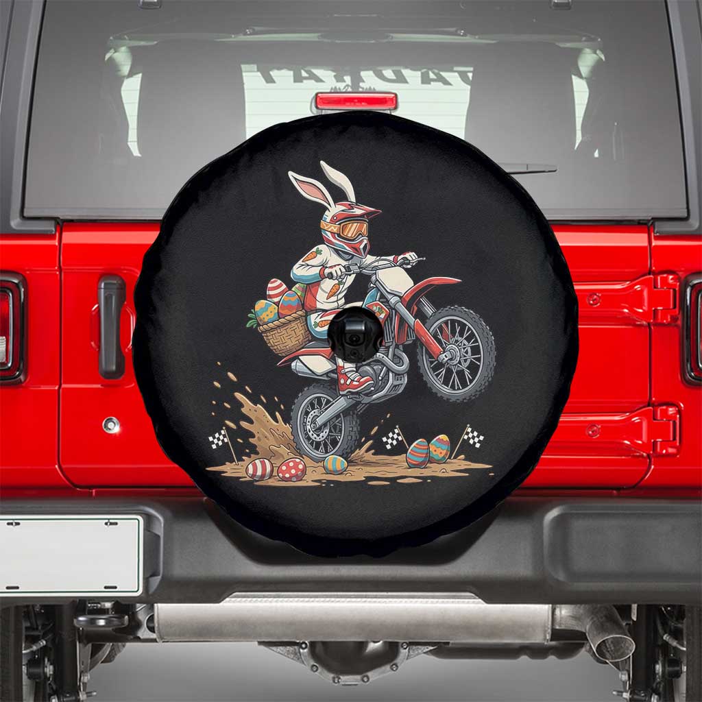 Easter Bunny Dirt Bike Rider Funny Motocross Rabbit Graphic Spare Tire Cover Cool Off Road Racing Egg Hunt