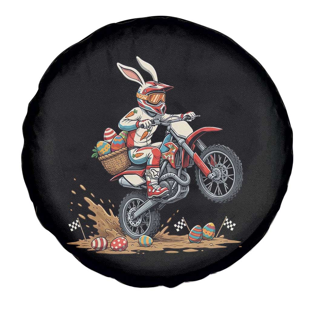 Easter Bunny Dirt Bike Rider Funny Motocross Rabbit Graphic Spare Tire Cover Cool Off Road Racing Egg Hunt