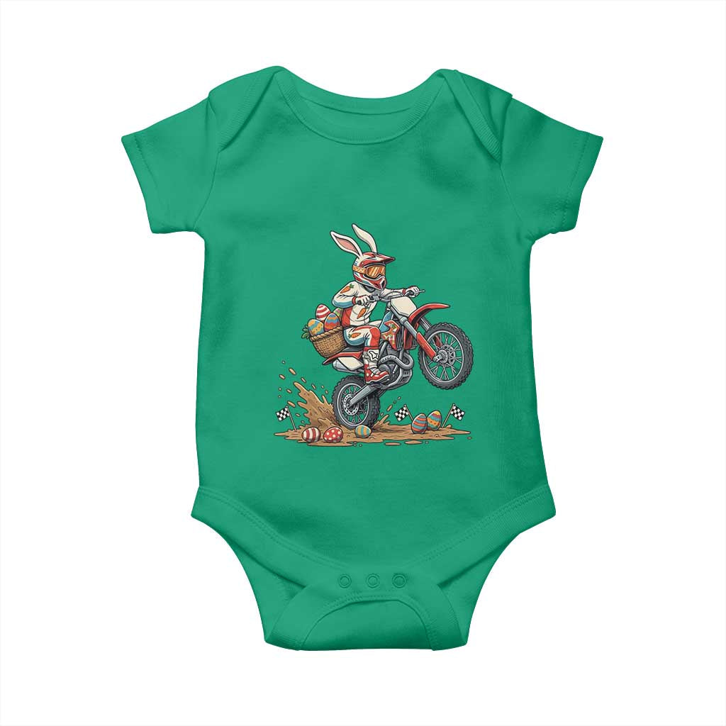 Easter Bunny Dirt Bike Rider Funny Motocross Rabbit Graphic Baby Onesie Cool Off Road Racing Egg Hunt