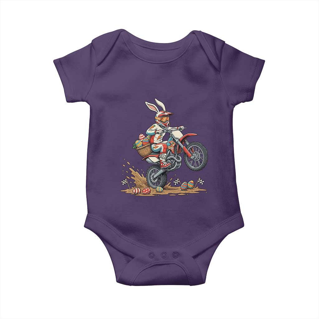 Easter Bunny Dirt Bike Rider Funny Motocross Rabbit Graphic Baby Onesie Cool Off Road Racing Egg Hunt