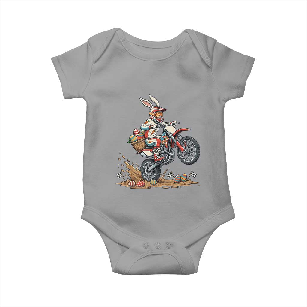 Easter Bunny Dirt Bike Rider Funny Motocross Rabbit Graphic Baby Onesie Cool Off Road Racing Egg Hunt