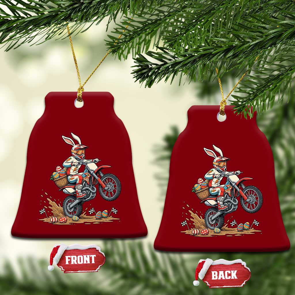 Easter Bunny Dirt Bike Rider Funny Motocross Rabbit Graphic Ceramic Ornament Cool Off Road Racing Egg Hunt