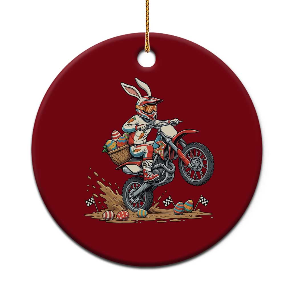 Easter Bunny Dirt Bike Rider Funny Motocross Rabbit Graphic Ceramic Ornament Cool Off Road Racing Egg Hunt