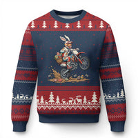 Easter Bunny Dirt Bike Rider Funny Motocross Rabbit Graphic Ugly Christmas Sweater Cool Off Road Racing Egg Hunt
