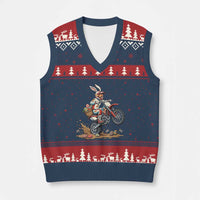 Easter Bunny Dirt Bike Rider Funny Motocross Rabbit Graphic V-Neck Knit Sweater Vest Cool Off Road Racing Egg Hunt