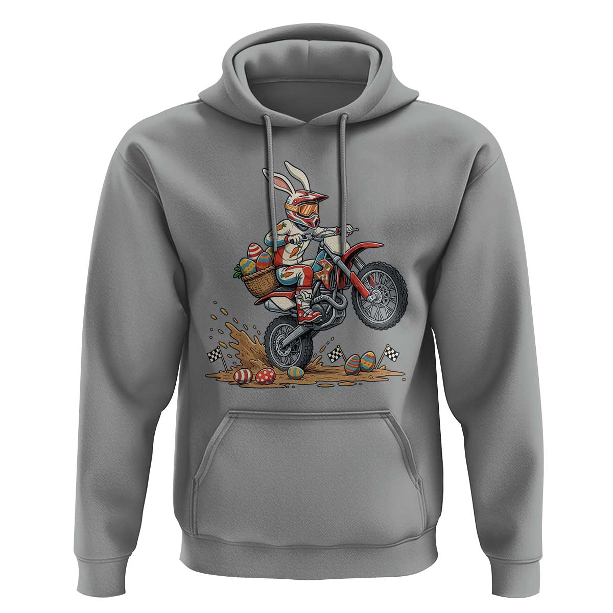 Easter Bunny Dirt Bike Rider Funny Motocross Rabbit Graphic Hoodie Cool Off Road Racing Egg Hunt