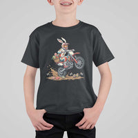 Easter Bunny Dirt Bike Rider Funny Motocross Rabbit Graphic T Shirt For Kid Cool Off Road Racing Egg Hunt