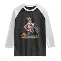 Easter Bunny Dirt Bike Rider Funny Motocross Rabbit Graphic Raglan Shirt Cool Off Road Racing Egg Hunt