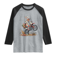Easter Bunny Dirt Bike Rider Funny Motocross Rabbit Graphic Raglan Shirt Cool Off Road Racing Egg Hunt