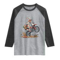 Easter Bunny Dirt Bike Rider Funny Motocross Rabbit Graphic Raglan Shirt Cool Off Road Racing Egg Hunt