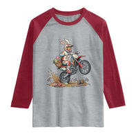 Easter Bunny Dirt Bike Rider Funny Motocross Rabbit Graphic Raglan Shirt Cool Off Road Racing Egg Hunt