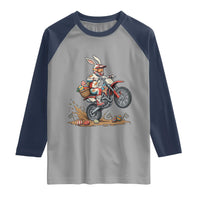 Easter Bunny Dirt Bike Rider Funny Motocross Rabbit Graphic Raglan Shirt Cool Off Road Racing Egg Hunt