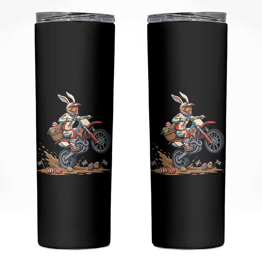 Easter Bunny Dirt Bike Rider Funny Motocross Rabbit Graphic Skinny Tumbler Cool Off Road Racing Egg Hunt