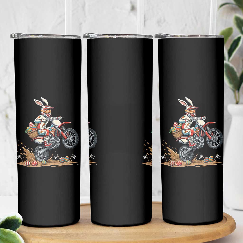 Easter Bunny Dirt Bike Rider Funny Motocross Rabbit Graphic Skinny Tumbler Cool Off Road Racing Egg Hunt