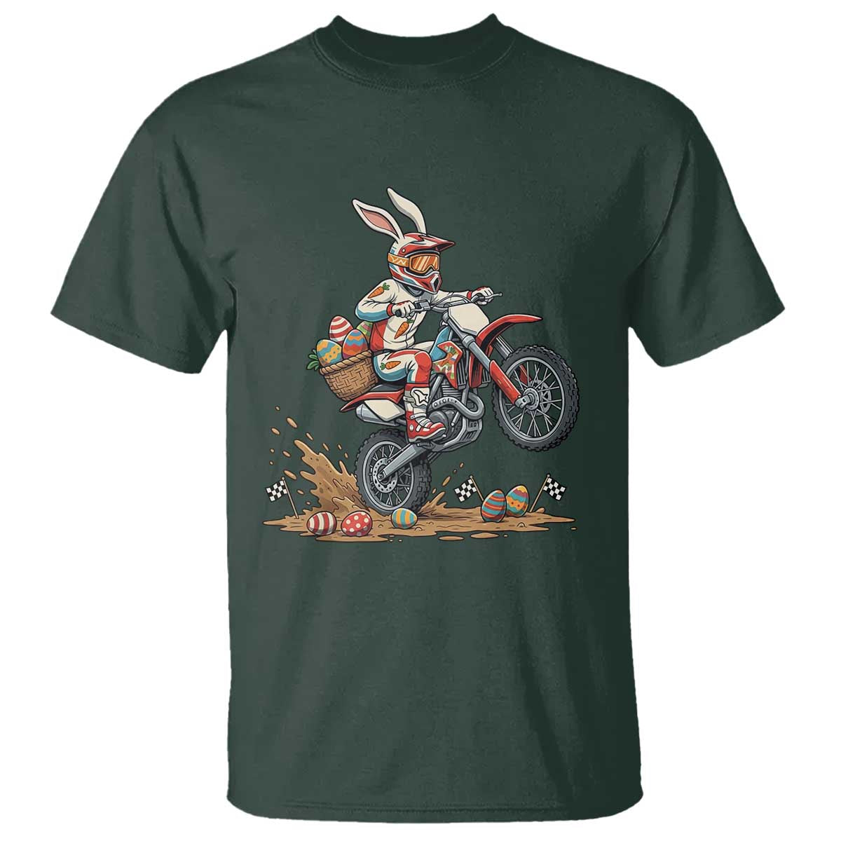 Easter Bunny Dirt Bike Rider Funny Motocross Rabbit Graphic T Shirt Cool Off Road Racing Egg Hunt