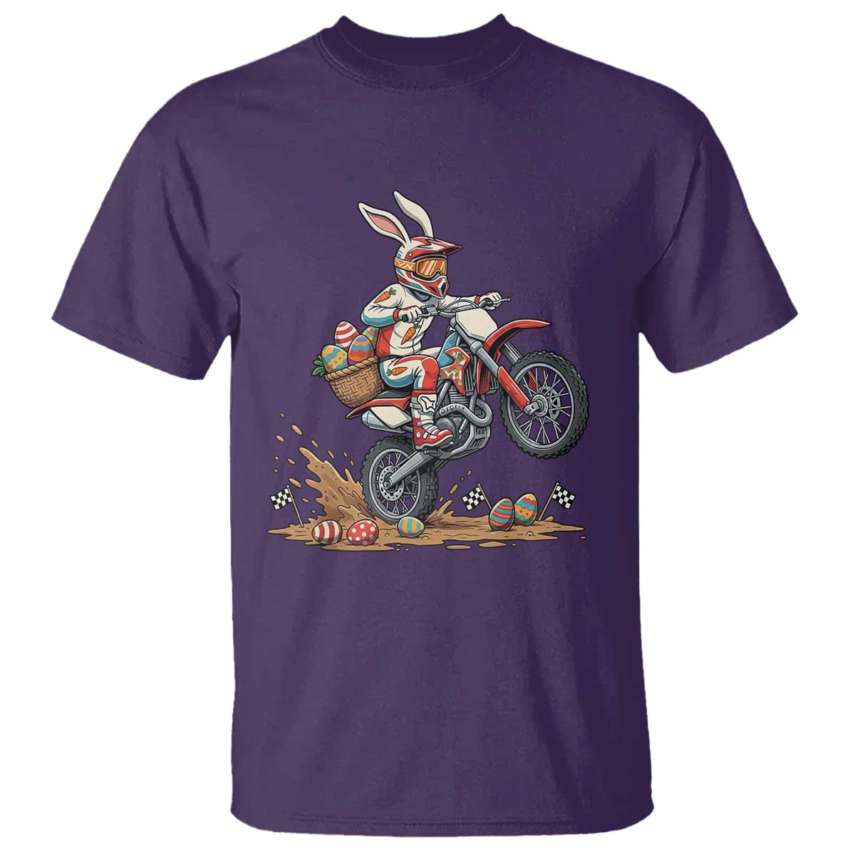 Easter Bunny Dirt Bike Rider Funny Motocross Rabbit Graphic T Shirt Cool Off Road Racing Egg Hunt