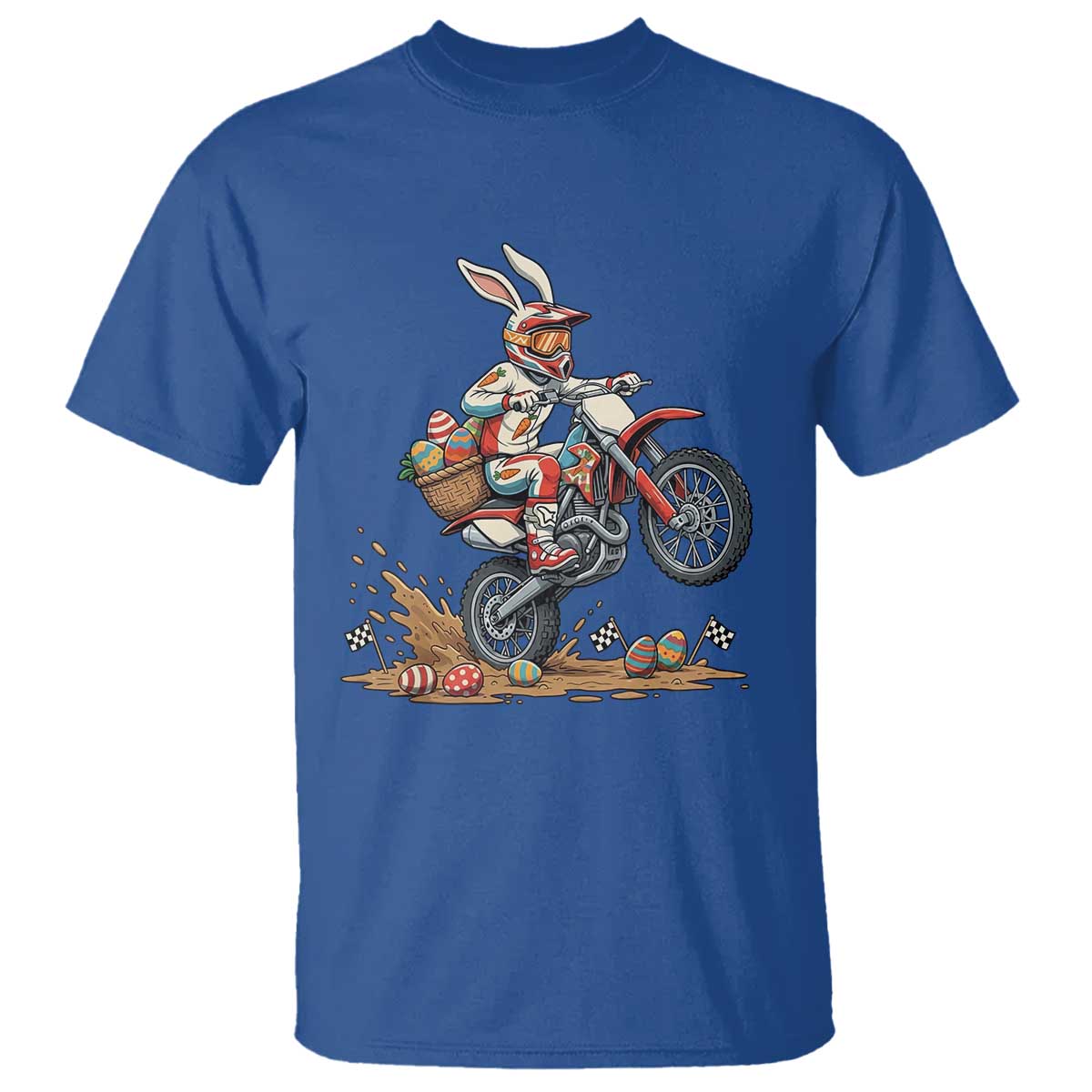 Easter Bunny Dirt Bike Rider Funny Motocross Rabbit Graphic T Shirt Cool Off Road Racing Egg Hunt