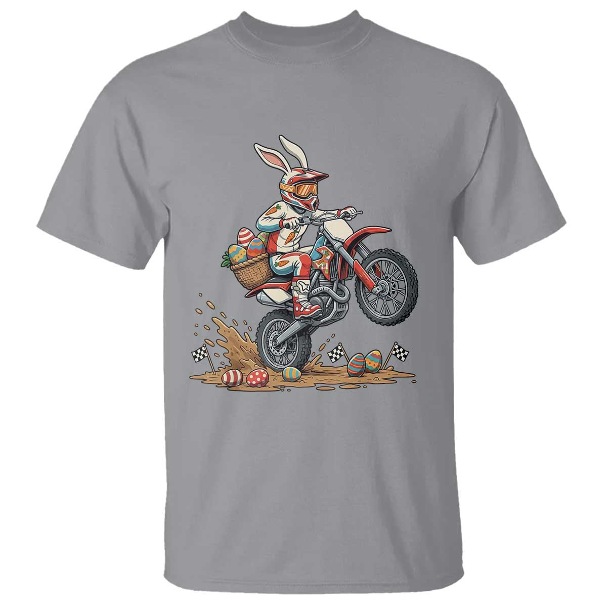Easter Bunny Dirt Bike Rider Funny Motocross Rabbit Graphic T Shirt Cool Off Road Racing Egg Hunt