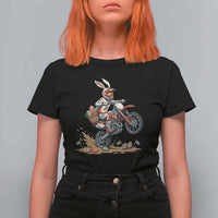 Easter Bunny Dirt Bike Rider Funny Motocross Rabbit Graphic T Shirt For Women Cool Off Road Racing Egg Hunt
