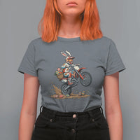 Easter Bunny Dirt Bike Rider Funny Motocross Rabbit Graphic T Shirt For Women Cool Off Road Racing Egg Hunt