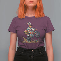Easter Bunny Dirt Bike Rider Funny Motocross Rabbit Graphic T Shirt For Women Cool Off Road Racing Egg Hunt
