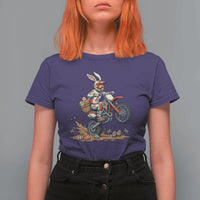 Easter Bunny Dirt Bike Rider Funny Motocross Rabbit Graphic T Shirt For Women Cool Off Road Racing Egg Hunt