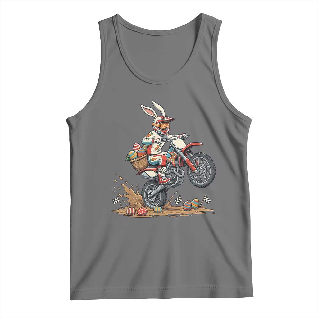 Easter Bunny Dirt Bike Rider Funny Motocross Rabbit Graphic Tank Top Cool Off Road Racing Egg Hunt